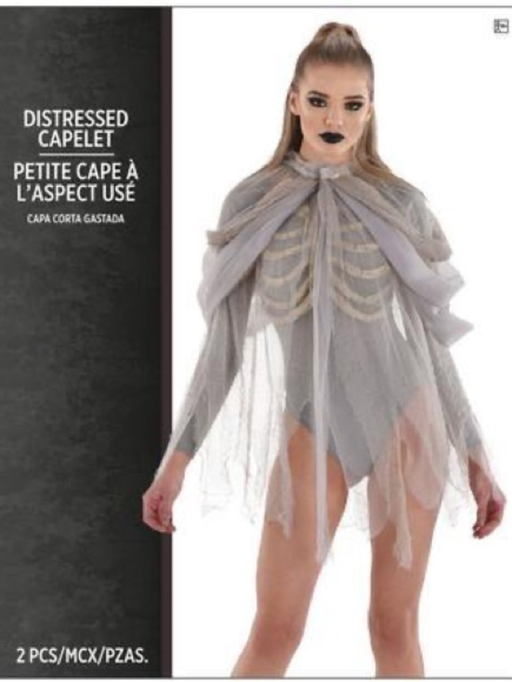 Amscan Distressed Capelet Ghost Fancy Dress Up Halloween Adult Costume NWT